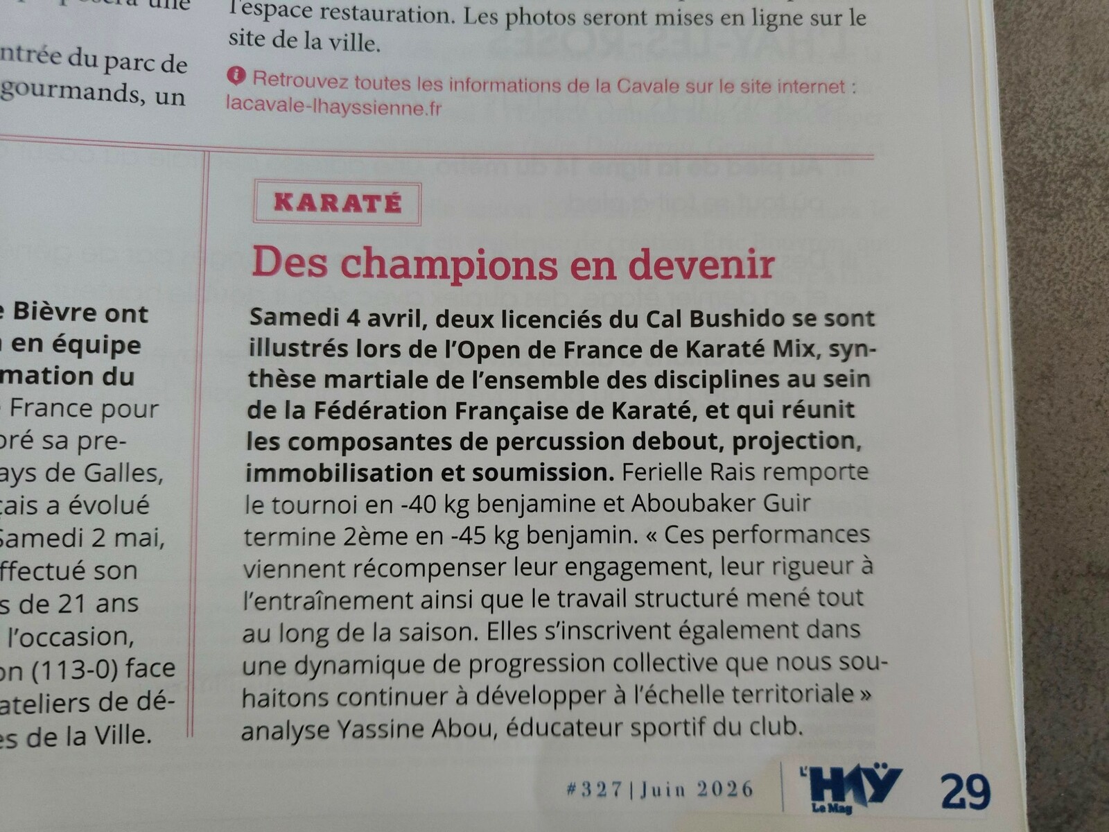 Des champions en devenir dans le journal de L'Haÿ les Roses en juin 2026